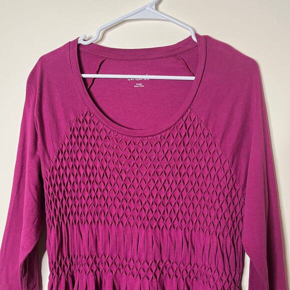 Soft Surroundings Magenta Dress Sz XL Purple 3/4 Sleeve Casual Stretch Pockets - Picture 3 of 6